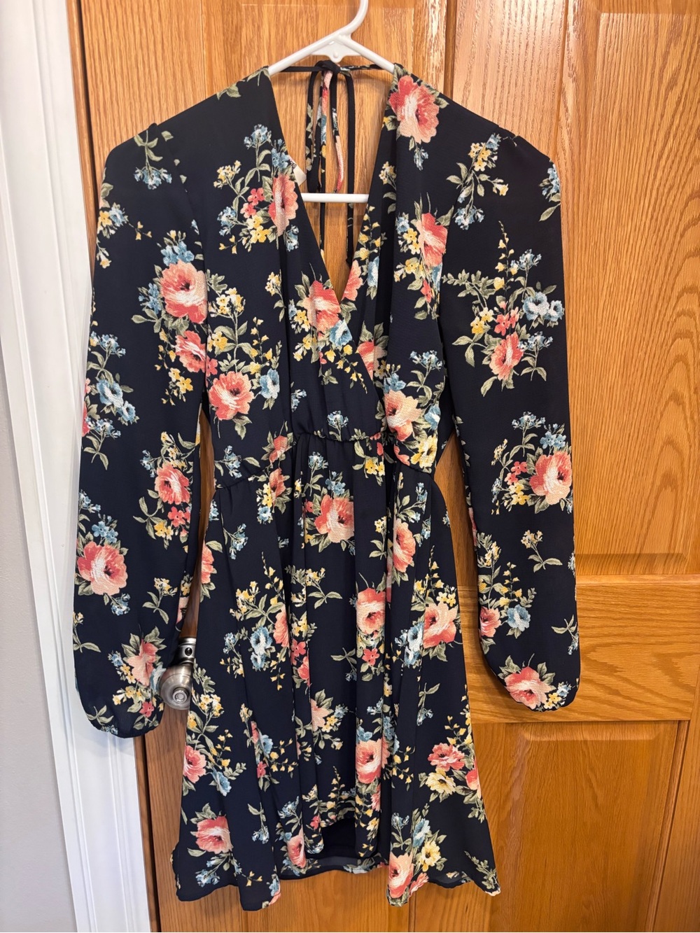 Pink Owl Navy Floral Mini Dress with Pink & Cream Blooms